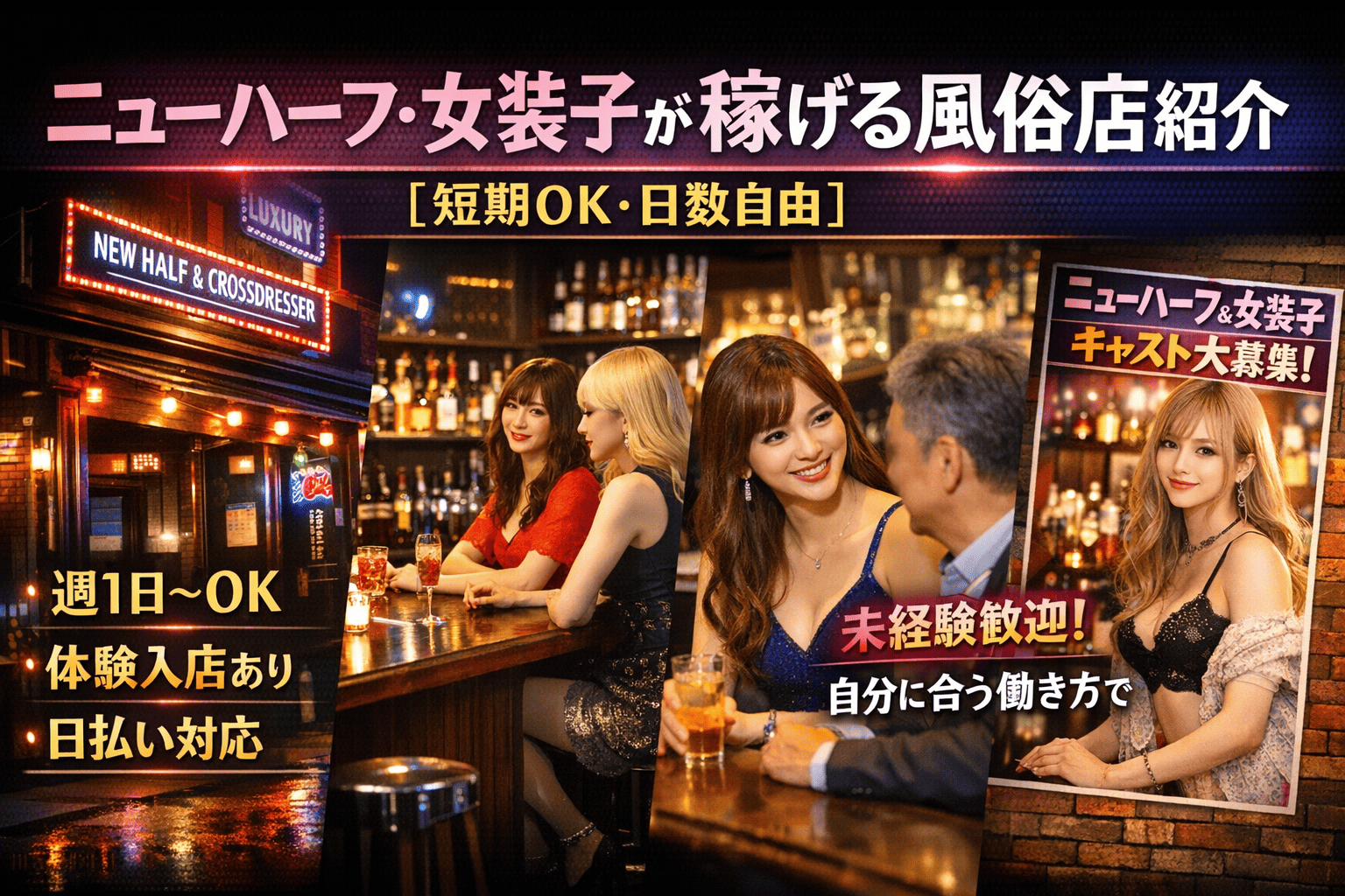 ニューハーフや女装子がお金を稼ぎたいから稼げる風俗店を紹介